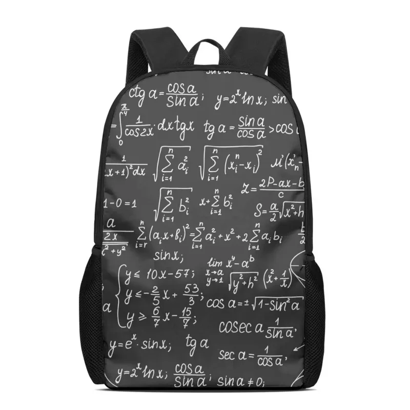 Mochila con patrón de matemáticas para niños y niñas, Bolsa Escolar ligera para libros, bolsa para portátil, mochila informal diaria para adolescentes