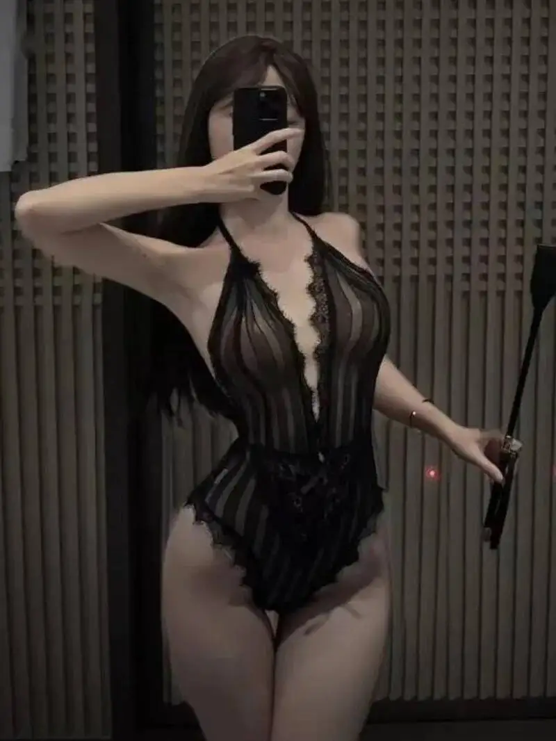 Sexy Lace Trimmed Black Bodysuits For Nightclub Backless Deep V Suspenders Sleeveless Bodysuits Charming Transparent Casual 8FND