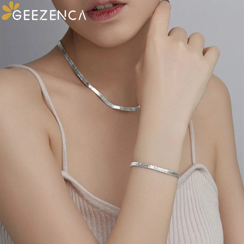 GEEZENCA مجوهرات إيطالية 925 فضة لامعة أساور للنساء نحى الحرفية بساطتها شيك سوار فتاة 2024 هدية جديدة