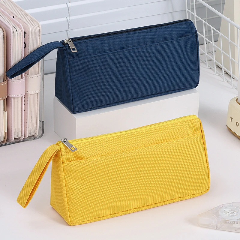 Fashion Portable Oxford Pencil Case Simple Double Layer Stationery Box Children Pencil Bag Large Capacity Pencil Case Gifts