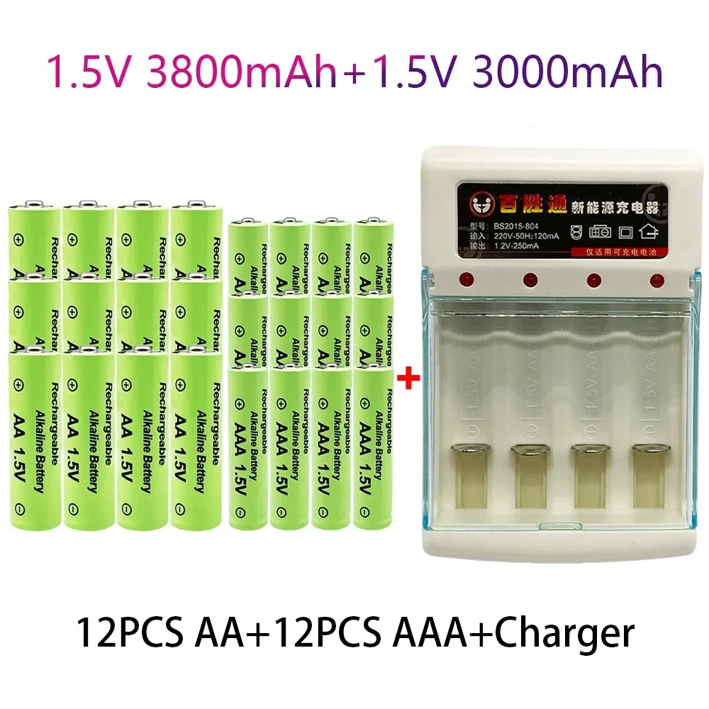 100% Original 1.5V AA3.8Ah+AAA3.0Ah Rechargeable battery NI-MH 1.5V  battery for Clocks mice computers toys so on+free shipping