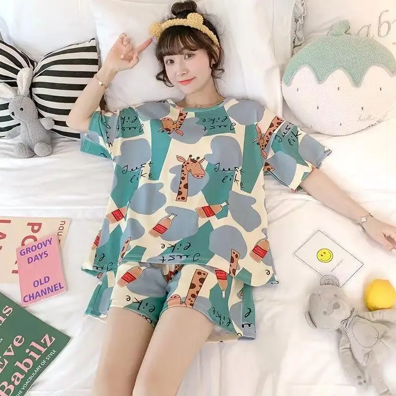 Striped Pyjamas Female Summer Short-Sleeved Shorts Thin Section of Small Fresh Cute Young Ladies Homewear Two-Piece Suit