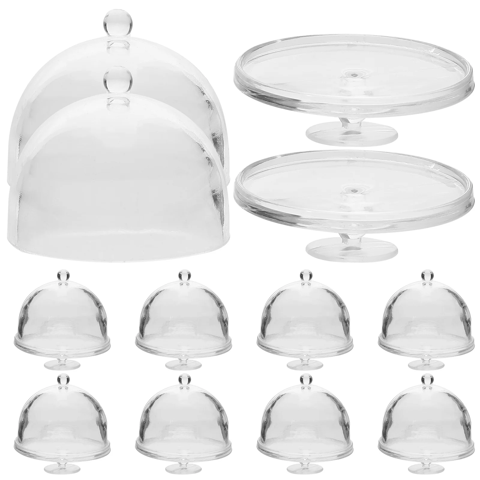 Mini Cake Holder House Accessory Domes Cupcake Container Stand with Cover Transparent Tiny