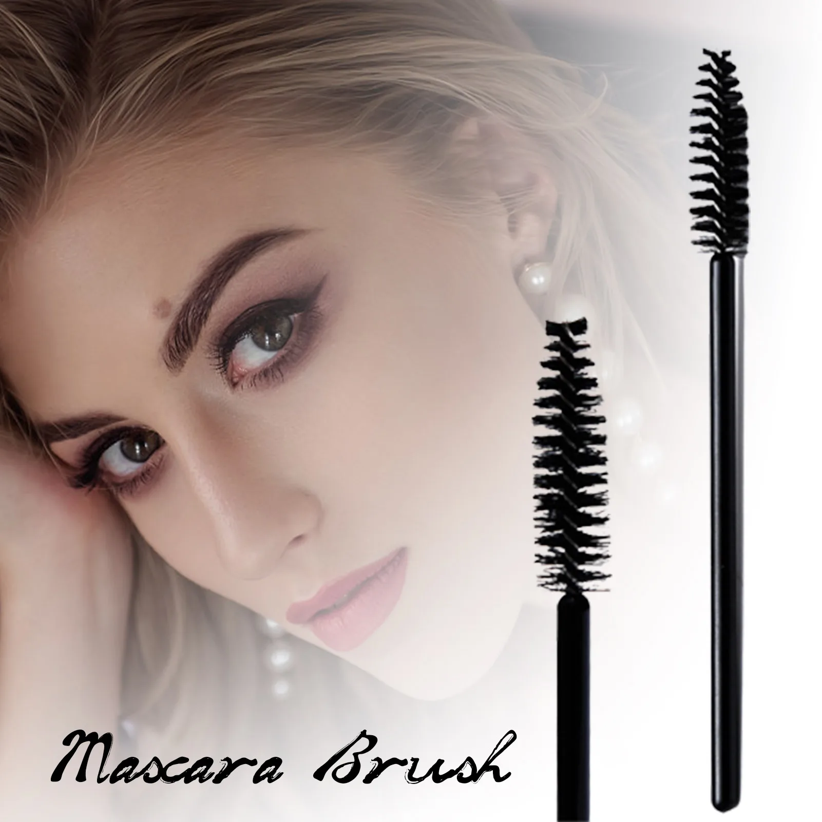 まつげブラシ眉毛コームまつげと眉毛のグルーミング用のデュアルユースメイクアップツール耐久性のあるハンドル付きブラック