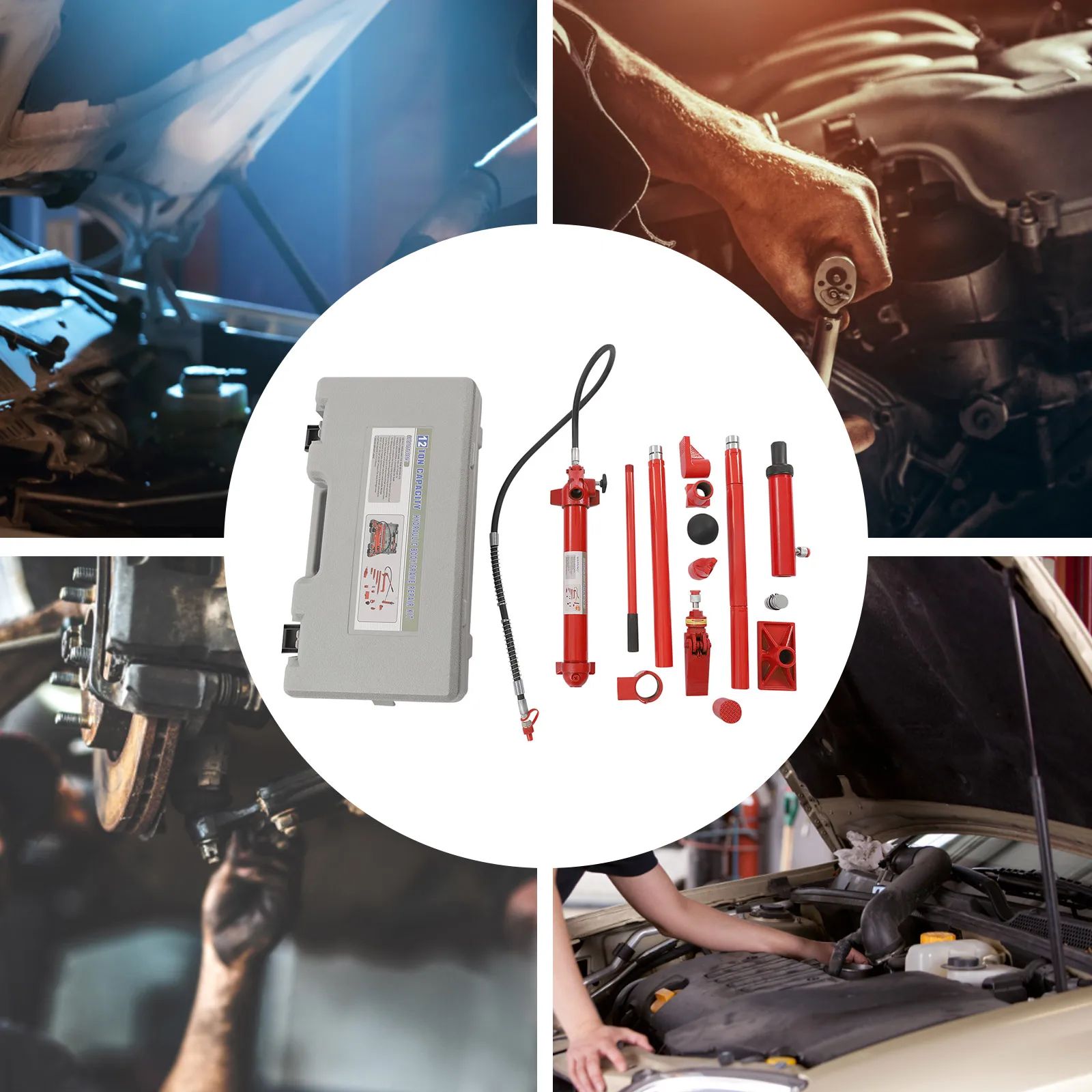 

Гидравлический домкрат Power Kit с кейсом для переноски, масляным шлангом, электроинструменты для ремонта кузовов автомобилей, для разгрузки грузовиков и фермерских работ