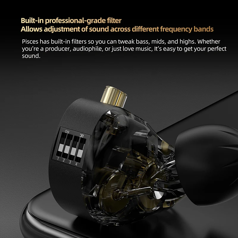 Auriculares KZ Piscis HIFI, auriculares con unidad dinámica 2DD, estéreo ajustable reemplazable, 2 pines, Cable de enchufe tipo c de 3,5 MM, auriculares de música