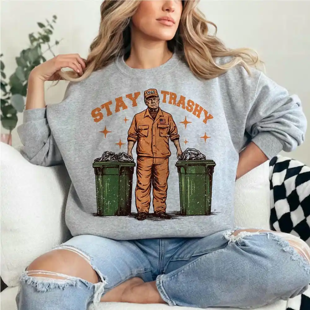 Unisex Top Funny Trump Cool Donald Trump as Garbage Collector We Are Taking America Back Casual Fleece Sweatshirt Apparel Y2KTop