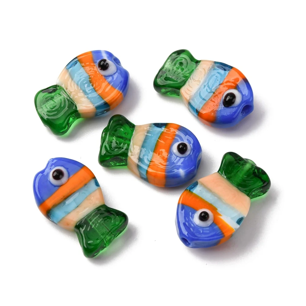 20 piezas cuentas de Murano de pez bonito, cuentas coloridas de dibujos animados de mar, océano, cuentas espaciadoras sueltas para manualidades, collares, fabricación de joyas