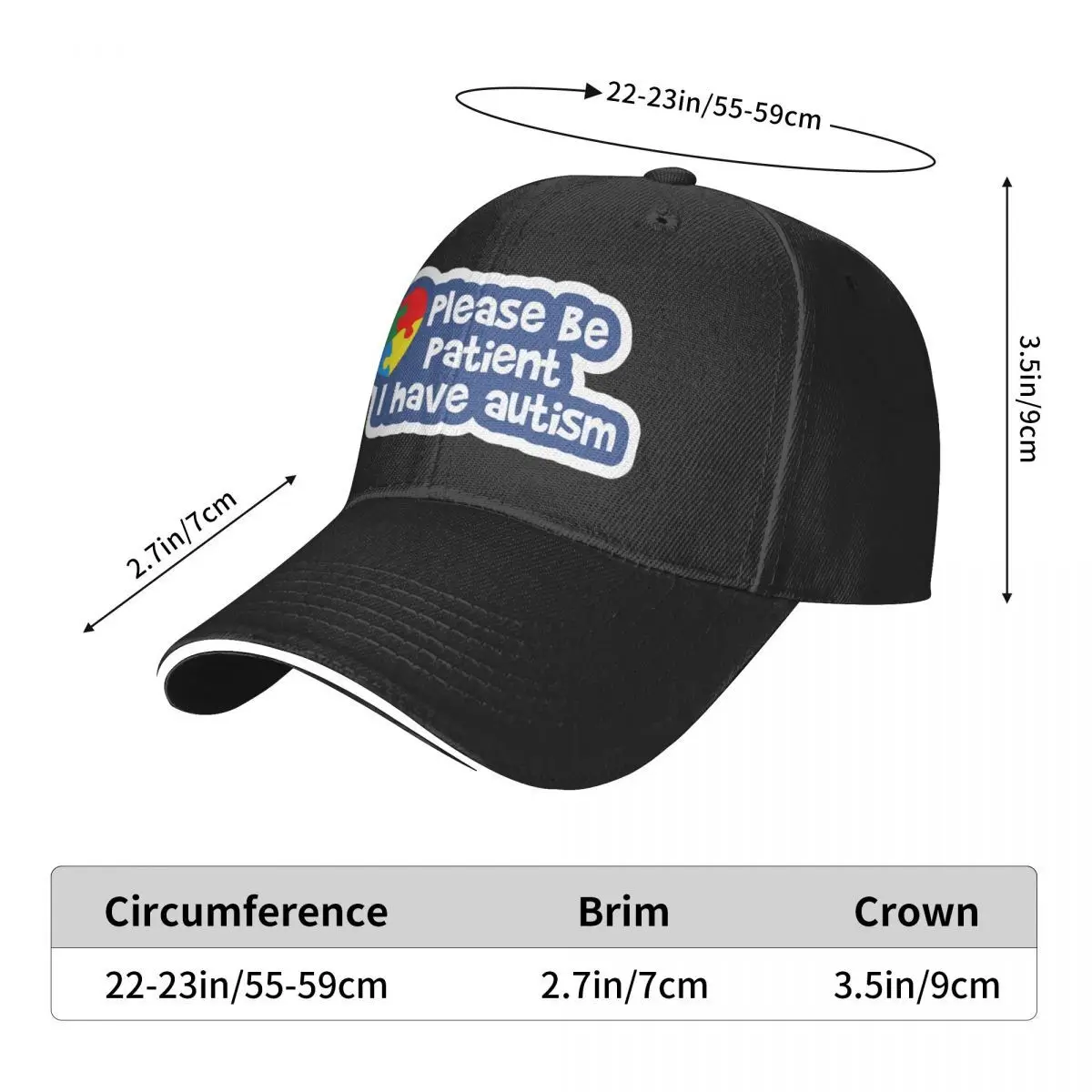 Please Be Patient I Have Autism 1045 Cap Women Hat Hats Woman Cap For Women Cap Free Shipping Man Hat Baseball Cap image 3