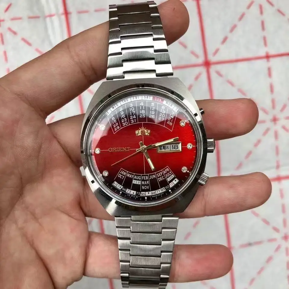 

Orient automatic mechanical unisex watch with rotating large dial, fully functional stainless steel world time