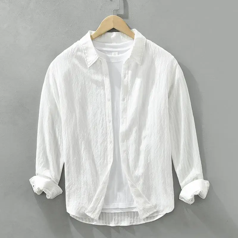

Men's Long Sleeve Base Shirt Loose Fit Comfortable Linen Blend Casual Wear Daily Use Color Knitwear Open Cardigan