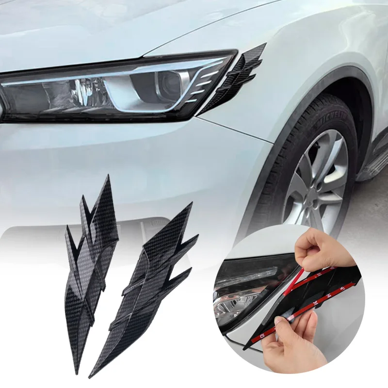 

2 шт., универсальная наклейка на автомобильную лампу для бровей, самоклеящаяся полосатая наклейка, украшение для тела автомобиля