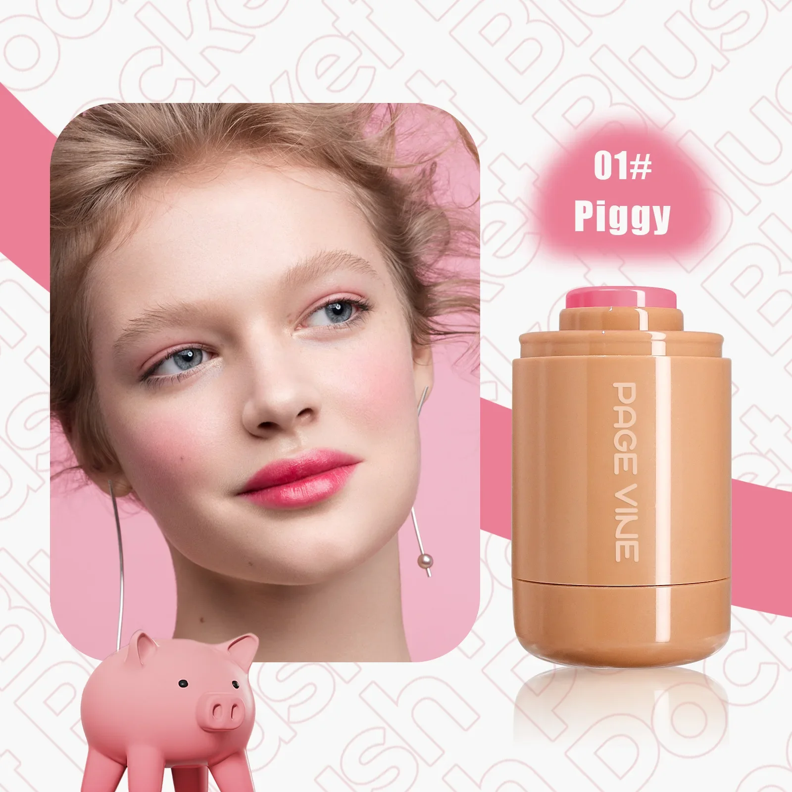 หน้า VINE Matte Blush Lips แก้ม 2-In-1 Highlighter Stick Long Lasting Brightens Hydrating ธรรมชาติผิวครีม Blusher แต่งหน้า