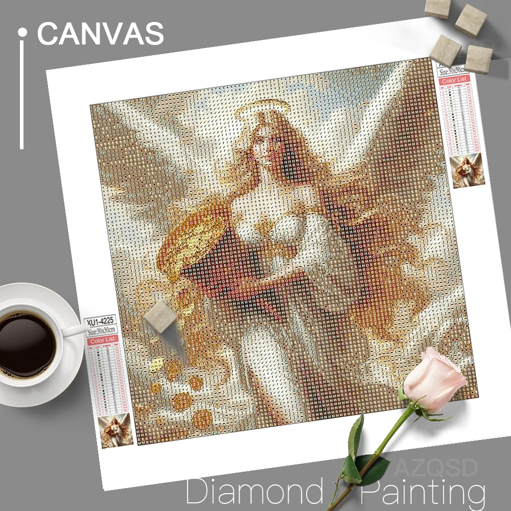 AZQSD 5d Diamond Painting Girl Angel Mosaic Cross Stitch Kits Picture of Rhinestones Portrait Embroidery Woman Figure Handmade