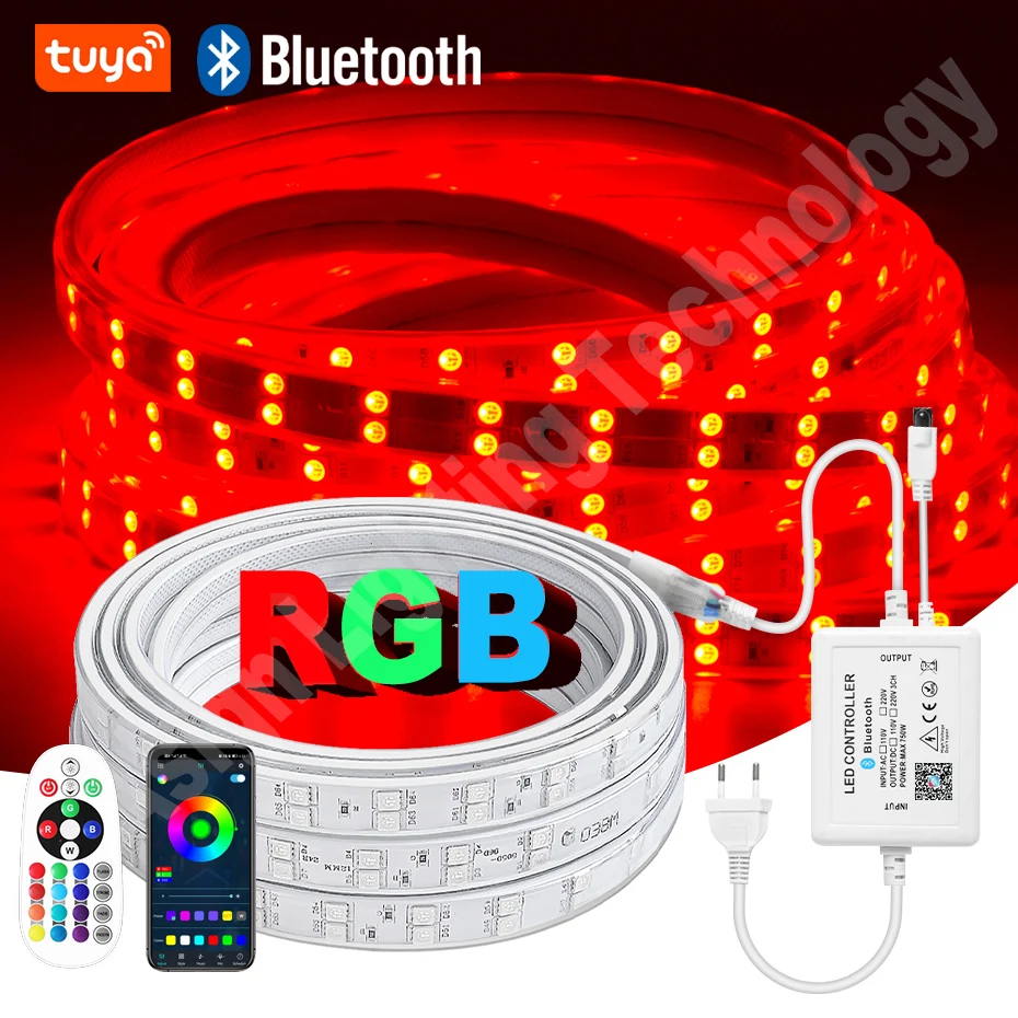 220В RGB Двухрядная лампа Led с гибкой лентой 96LED / m 5050 IP67 Водонепроницаемый регулируемый пульт дистанционного управления / Bluetooth / WiFi 1 - 100m 220В RGB Двухрядная лампа Led с гибкой лентой 96LED / m 5050 IP67 Водонепроницаемый регулируемый пульт дистанционного управления / Bluetooth / WiFi 1 - 100m