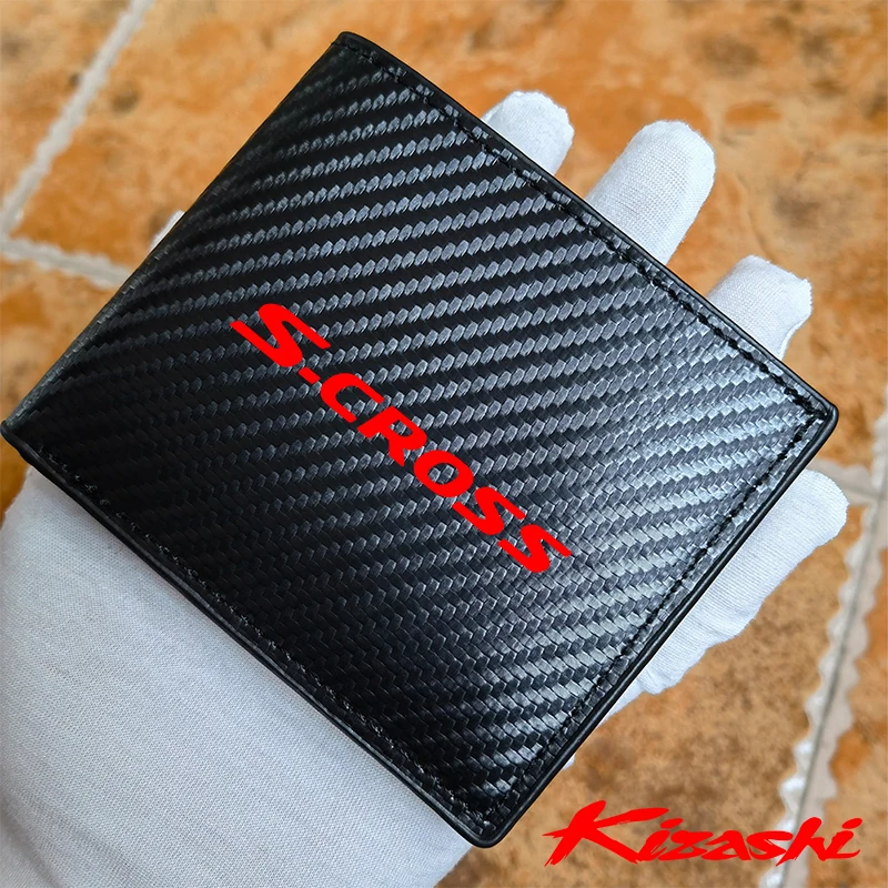 for suzuki scross s-cross sx4 kizashi car carbon fiber leather wallet Card package