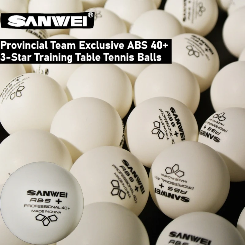 

Набор из 100 мячей для настольного тенниса SANWEI, 3 звезды, ABS, 40+, с швом, для региональных команд, профессиональных тренировок, высокая упругость, долговечные