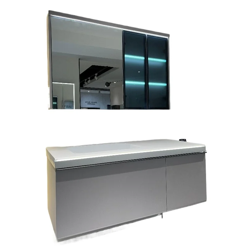 

Traditional simple wooden slate vanity cabinet vanity touch screen customizable bedroom bathroom