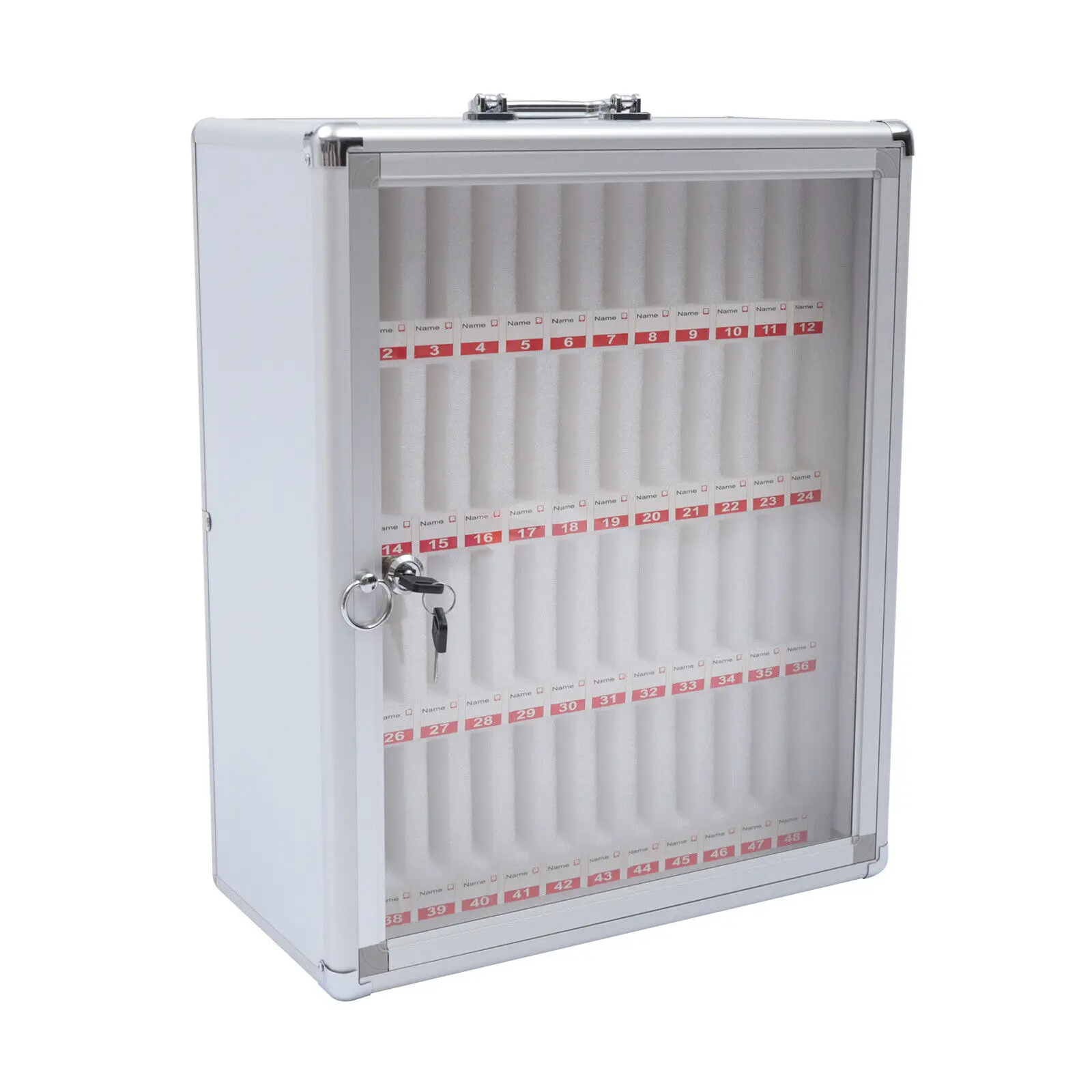 48 Slot Rectangle Pocket Chart Aluminum Alloy Cell Phone Locker With Acrylic Cabinet Door Storage Cabinet School Conference Room