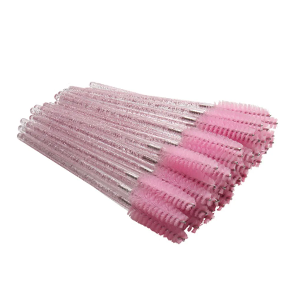 100 Pcs Make up Applicators for Face Eyelash Spoolies Brush Makeup Pink Mascara Wands