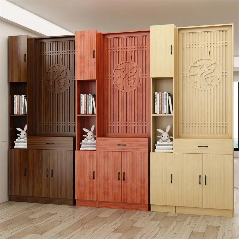Factory Direct 2026 Screen partition, living room porch cabinet, solid wood room cabinet, new Chinese style entry door rack, scr