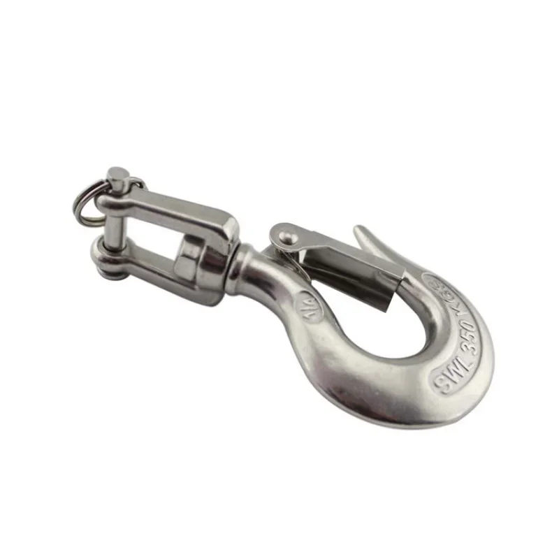 2 Pcs Marine Jaw Type Swivel Crane Hook with Safety Load Limit of 150-1500Kg Marine Boat 304 Stainless Steel