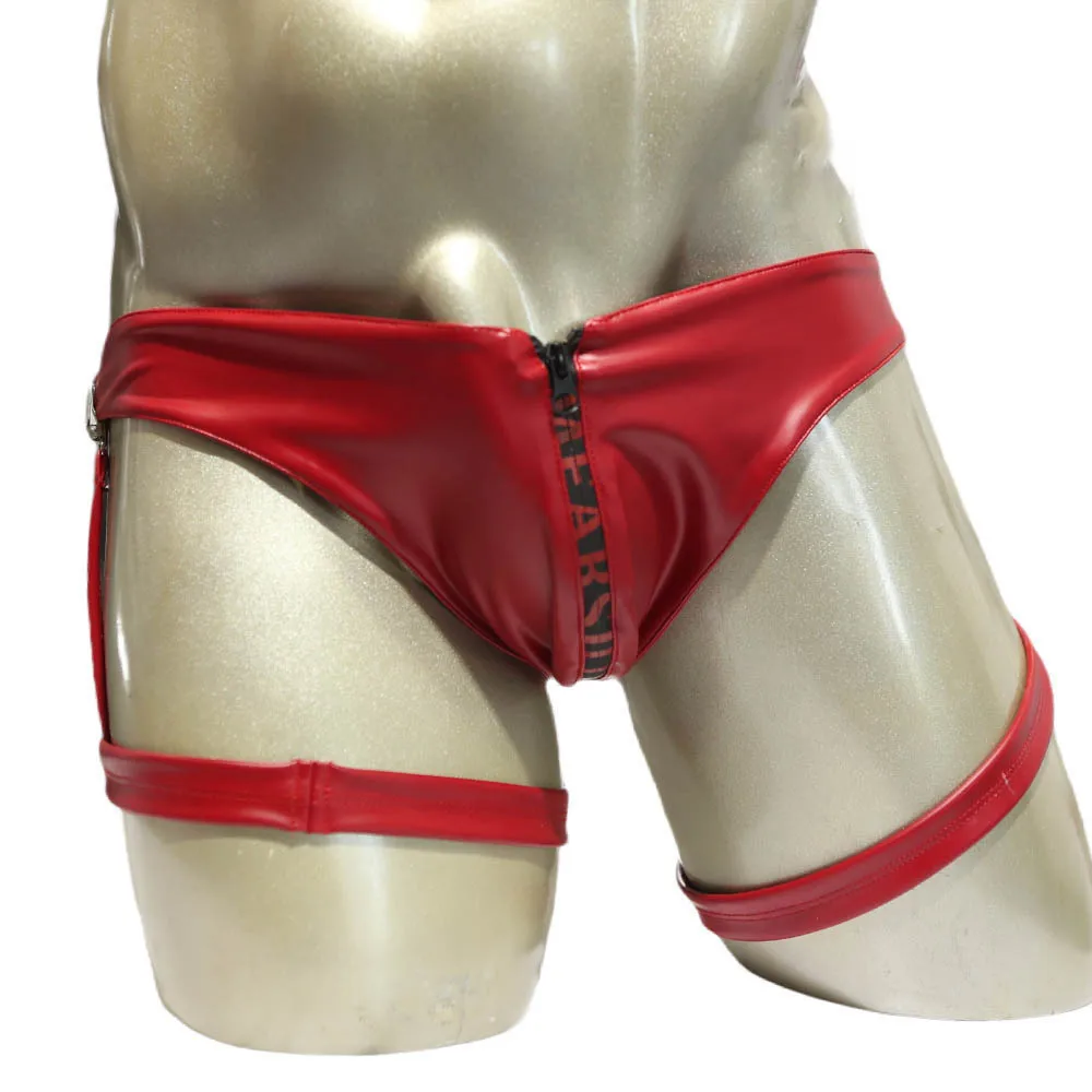 

Мужские сексуальные трусы, короткие леггинсы, двусторонняя искусственная кожа, молния спереди, свободное, нижнее белье