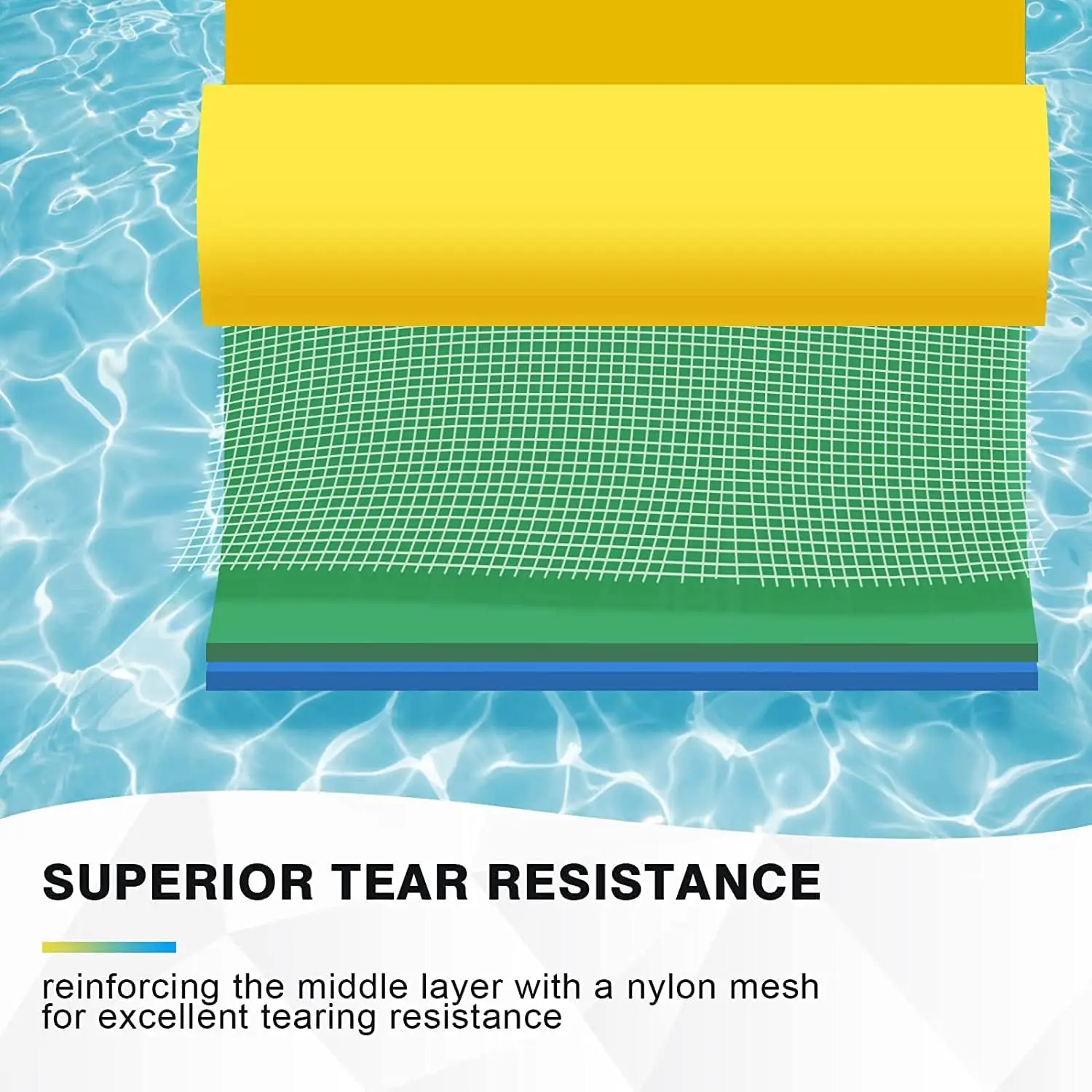 Lily Pad Floating Water Mat Tear Resistant Foam Lake Water Float Mat Three Layer Foam Pad Cushion Mat With Bungee Tether Strap For Pool Beach Ocean Yellow Green Blue