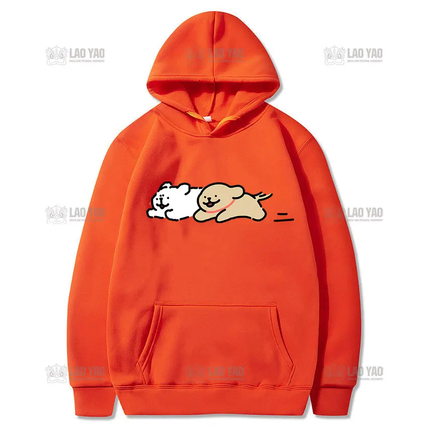 Kawaii Cartoon Dog Sweatshirt Woman Man Maltese Line Puppy Autumn and Winter Graphic Hoodie Couple Keep Warm Hip-hop Pullover