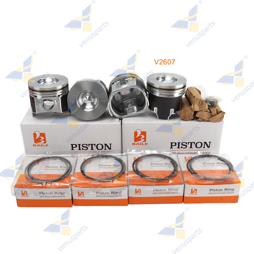 For Kubota V2607 Cylinder Liner Overhaul Rebuild Kit 4 PCS Piston Rings Set Engine Parts 1J700-21112 OR 1J701-21112