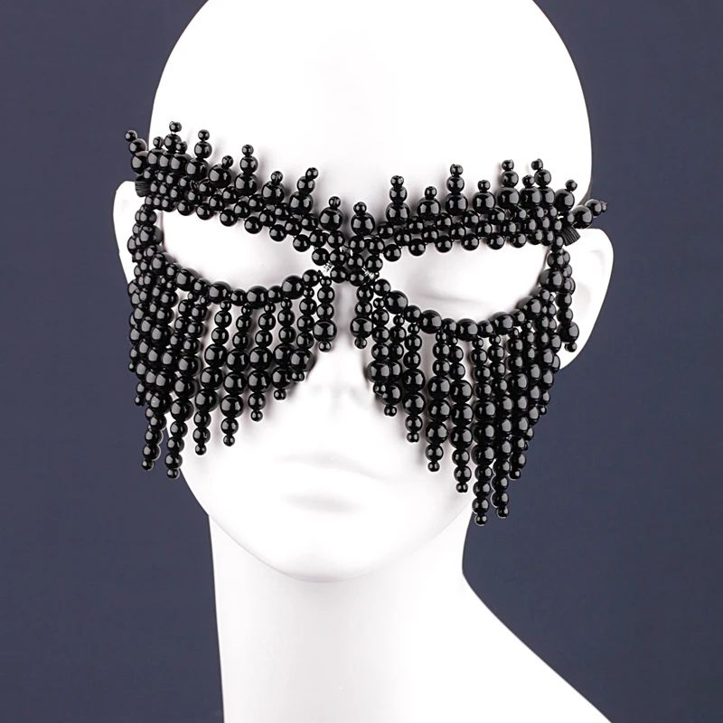 Rhinestone Tassel Veil Masks Full Face Women Chains Face Mask Masquerade Dance Party Performance Sexy Facial Accessories Jewelry