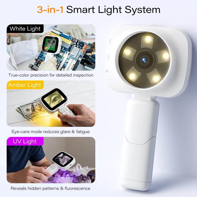 2,8'' IPS-Digitalmikroskop mit HD-Kamera, 3-in-1-LED-Handlupe, Video, 100-fache Vergrößerung, für die Reparatur von Elektronik – Detail 10