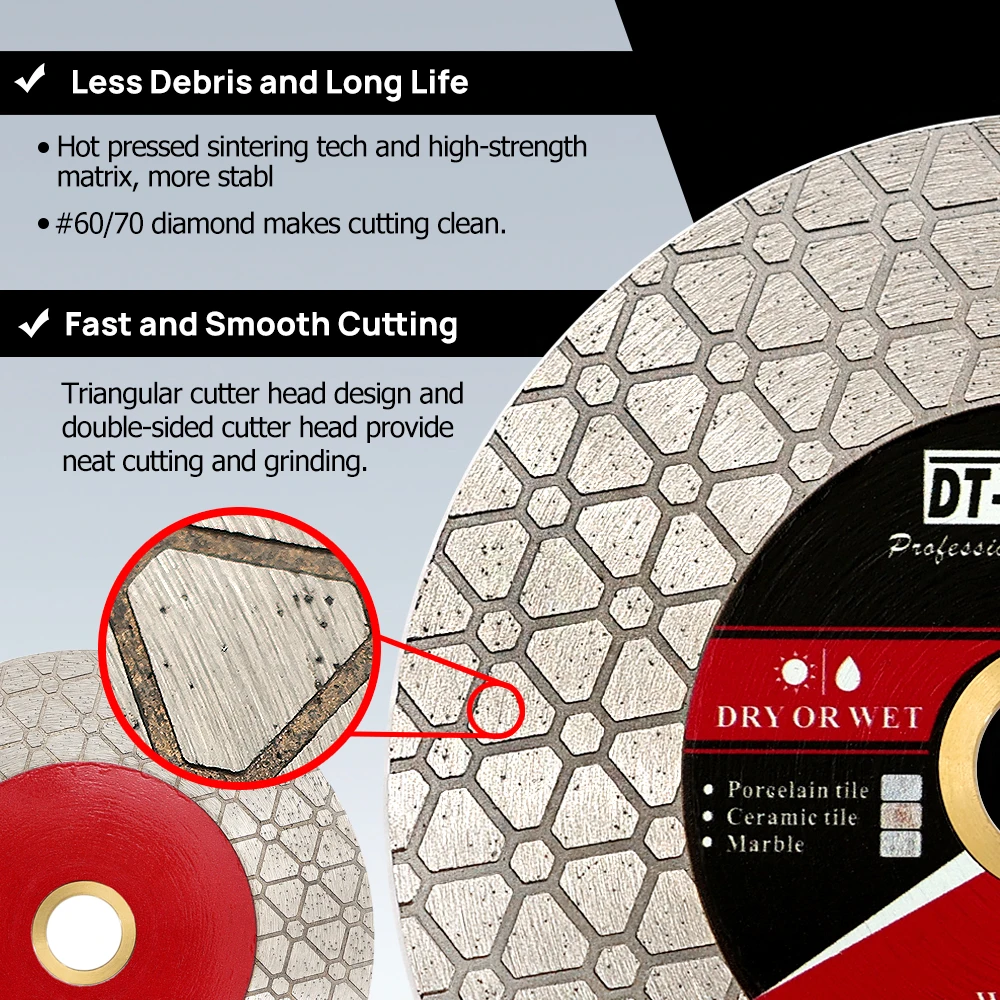 DT-Diatool 1pc 105/115/125mm Diamond Saw Blades Circular Saw Disc for Tile Marble Ceramic Diamond Cutting Disc Grit 60/70 M14