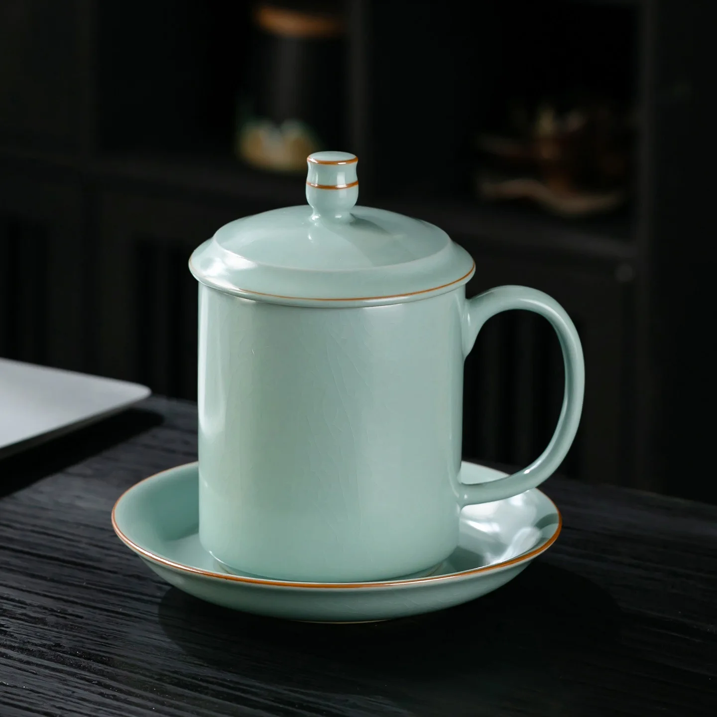 Teacup Water Cup Gift Box Ceramic Retro Office with Lid Home Tea Brewing Single Ru Ware Wholesale