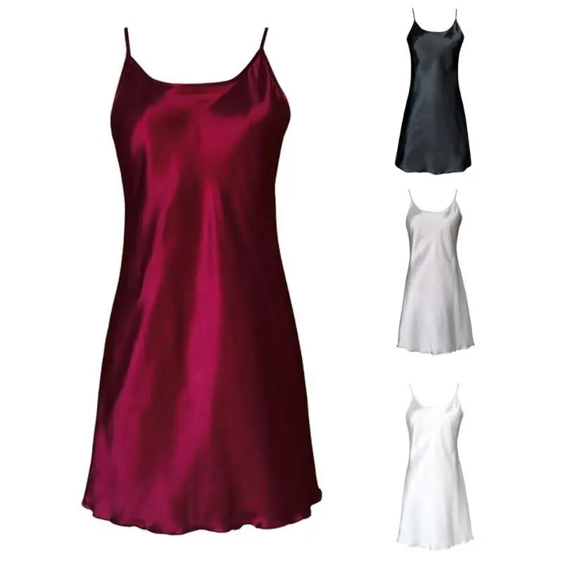 2026 Women's Sleep New sexy Sleepshirts lingerie summer silk suspender nightgown with lotus leaf hem skirt Nightgowns Lounge