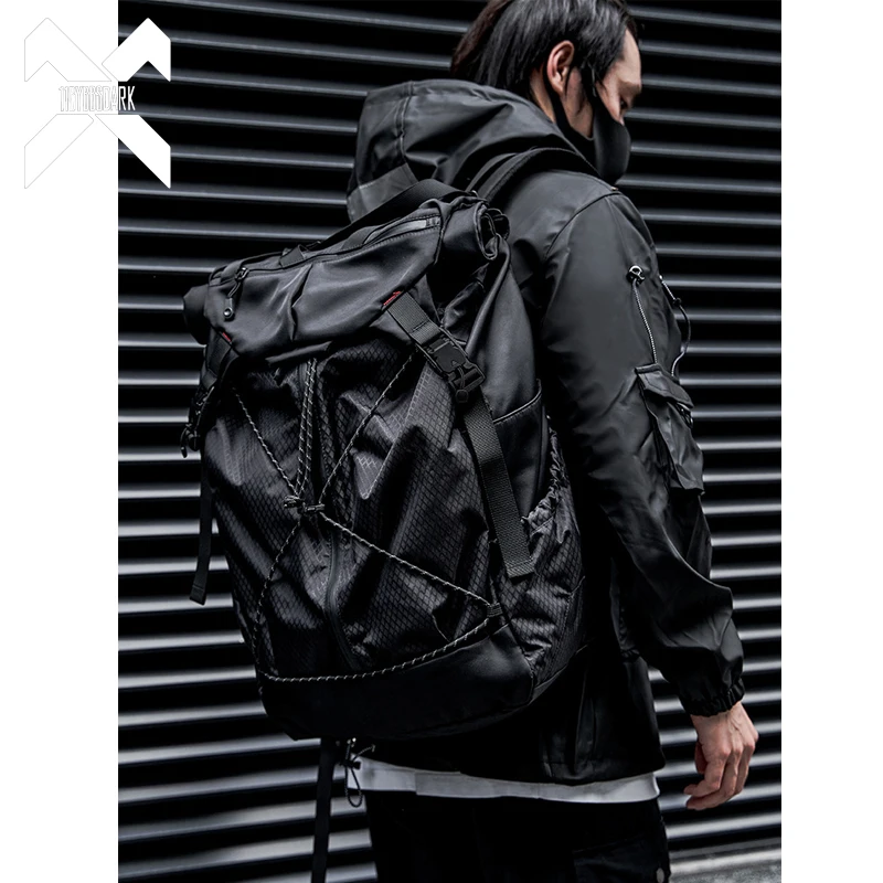 

Hip Hop Men's Backpacks 2024 Waterproof Tactical Laptop Backpack Ribbon Streetwear Unisex High Street Travel Hiking School Bags