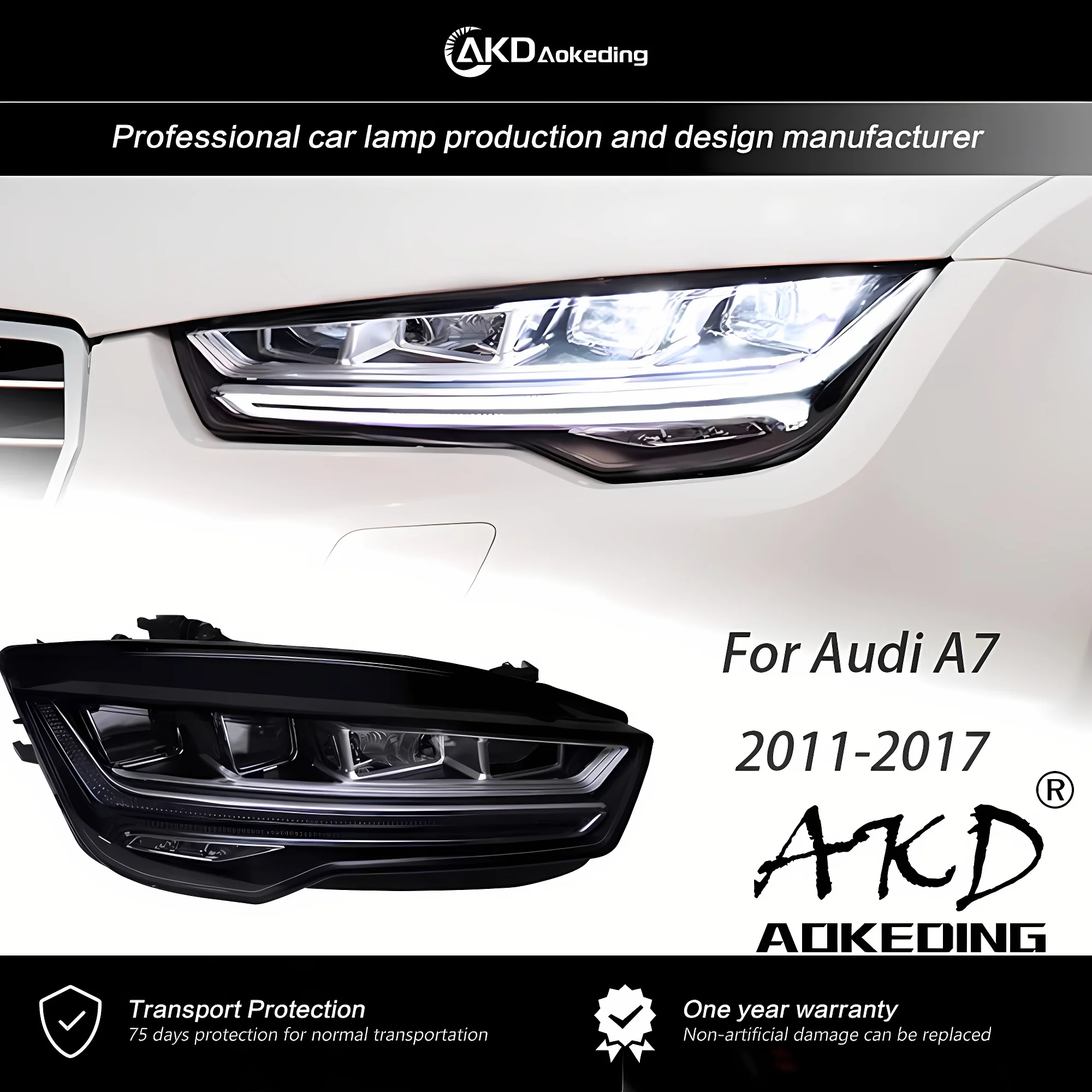 

Фары AKD для Audi A7, фары 2011-2017, RS7, S7, DRL, H7, фотолампа в сборе, обновленная динамическая сигнальная лампа, аксессуары