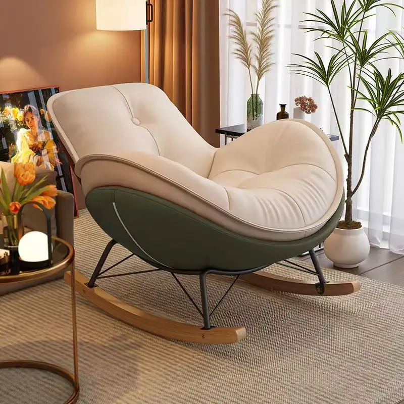Eggshell Rocking Chair Upgraded Cat Skin Living Room Soft Lounge Chair Balcony Leisure Lazy Sofa Rocking Chair