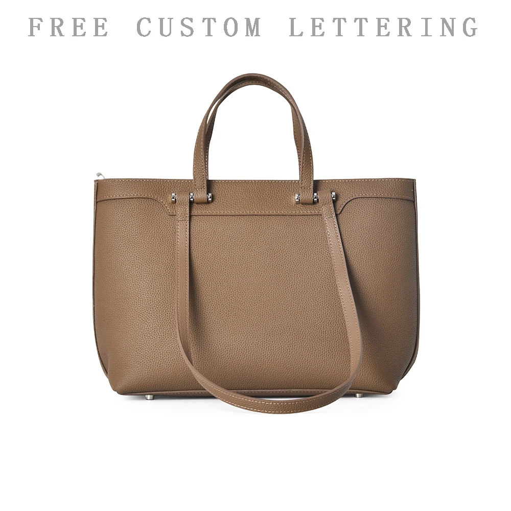

Genuine leather bag 2025 new simple vintage large capacity head layer cowhide shoulder bag free initials fashion ladies handbag