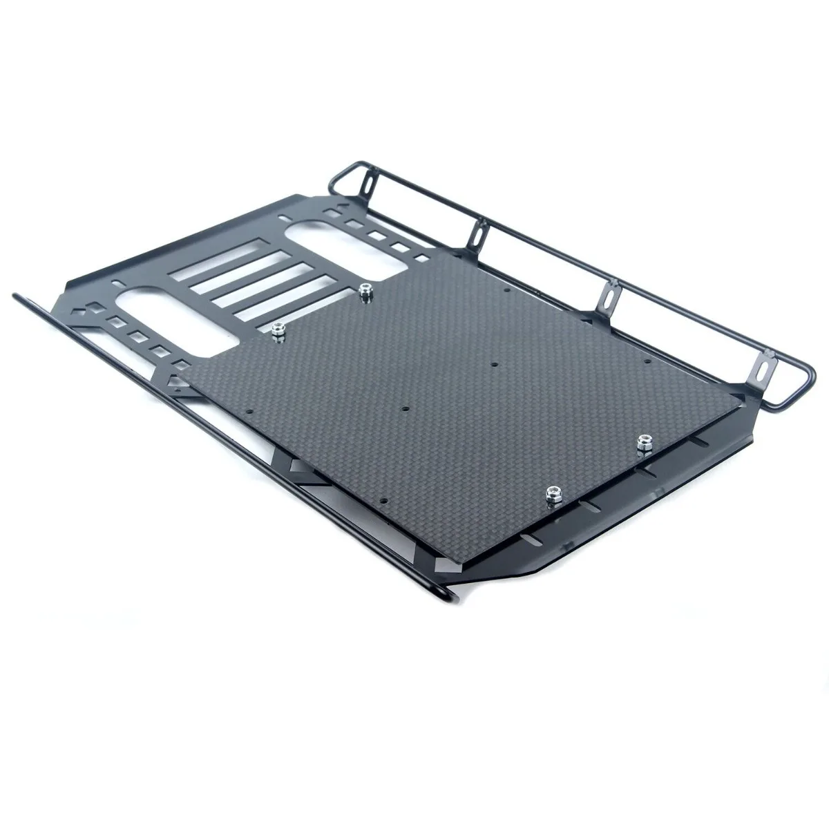 LCX Racing 1/10 RC Crawler Metal w/Carbon Fibre Luggage Tray Roof Rack for Traxxas TRX4 Upgrades Parts Accessories