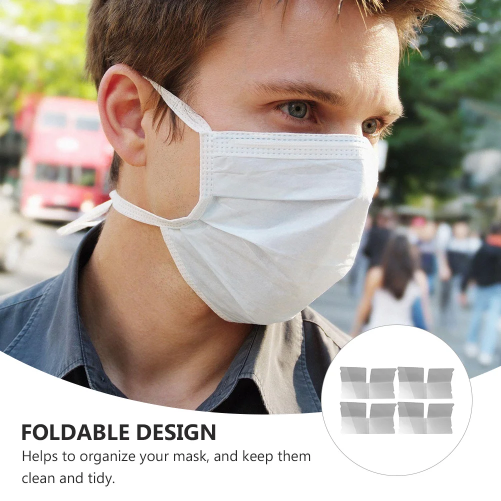 4 قطع صندوق تخزين القناع حاوية بلاستيكية شفافة قابلة لإعادة الاستخدام تصميم قابل للطي لمنظمة القناع الصحية المحمولة و