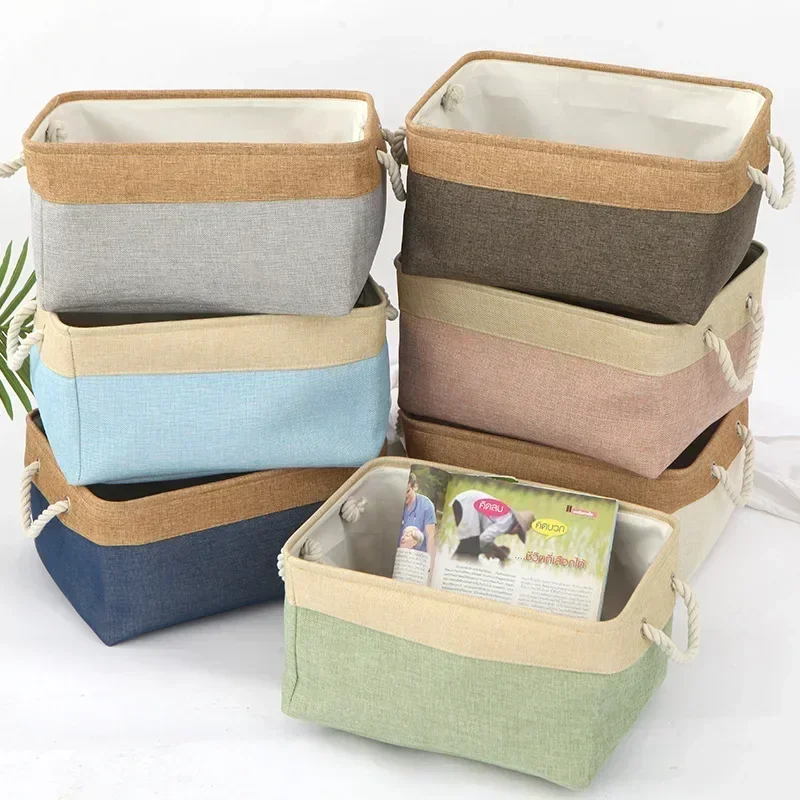 Space-saving Makeup Storage with Handles Picnic Basket Laundry Basket Versatile Double-layered Linen Laundry Basket