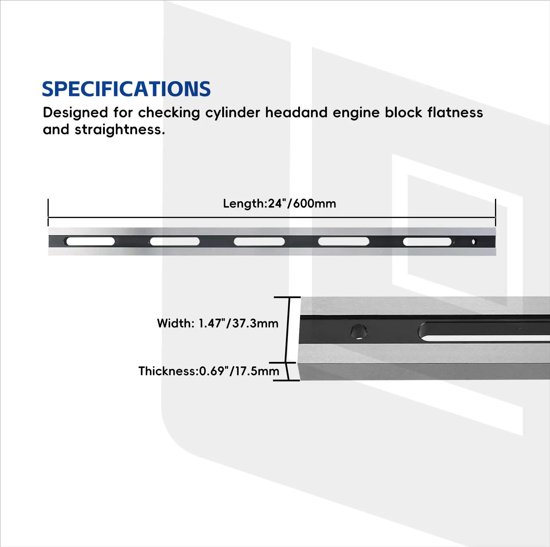 600mm Precision Straight Edge Engine Cylinder Head Flatness Ruler Cylinder Flatness Detection Ruler Engine Blocks Feeler Gauges
