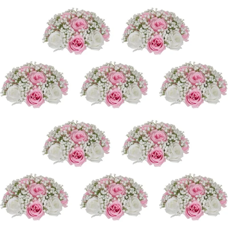 NUPTIO Розовые розы для центральных части: 10 шт. искусственный цветок диаметром 9,4 дюйма