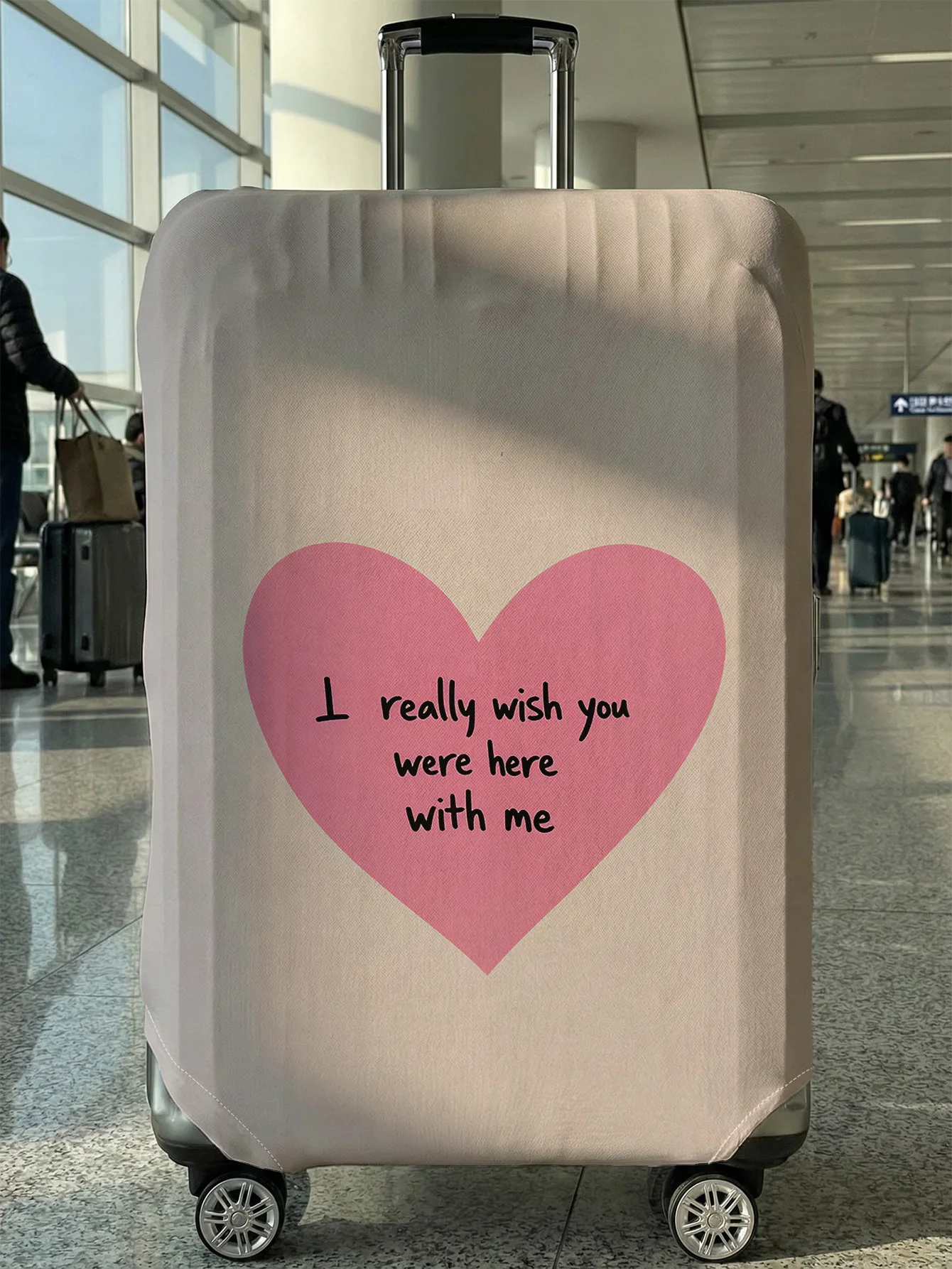 

Чехол для багажа с принтом в виде розового сердца и английской надписью, подходит для чемоданов 18-32 дюймов, чехол для ручки чемодана, дорожные аксессуары