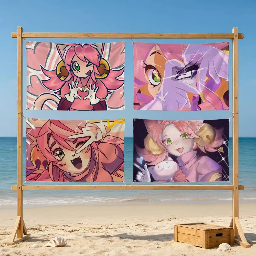 mew mew PINK Deltarune  Flags for Bedrooms Home Decor Items Outdoor Decors Garage Decoration Flaga