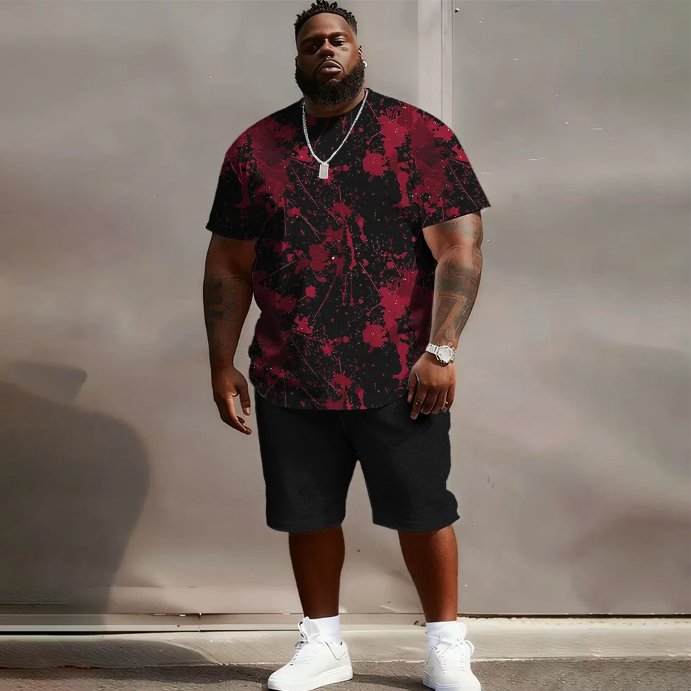 

S-9xl plus size Men's Short Sleeve Set: Iridescent Chic - 2-Piece Big & Tall Fit, Soft Breathable Fabric,