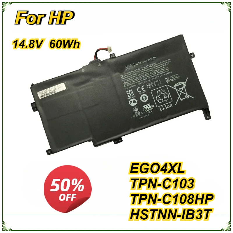 New Laptop Battery for HP Envy Sleekbook 6 Series 681881-121 681881-271 TPN-C103 HSTNN-IB3T EG04Xl TPN-C108 HSTNN-IB3T 60Wh