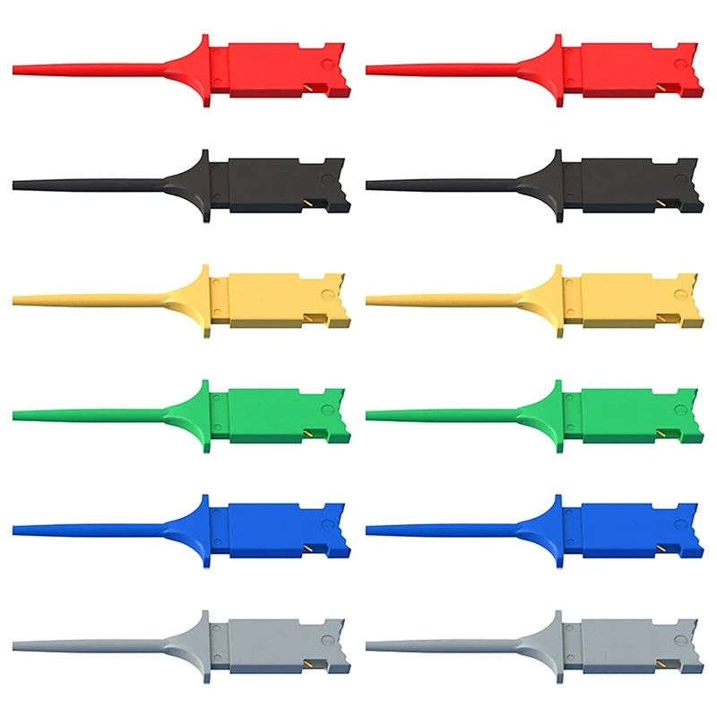 

Mini Grabber SMD IC Test Hooks 12PCS Flat Test Clips For Electrical Testing 6 Colors