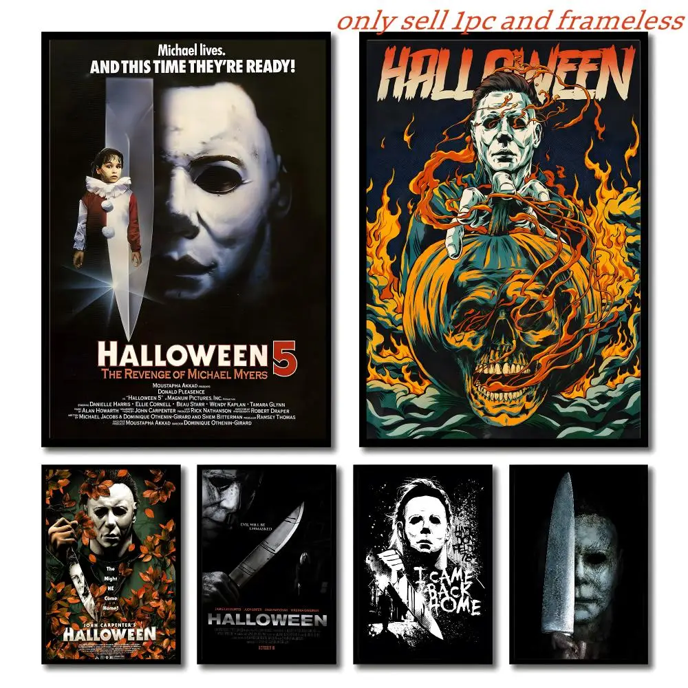 Character Movies M-Michael Myers Poster Self-adhesive Living Room Bedroom Party Bar Decor Moisture-proof Fade-resistant HD